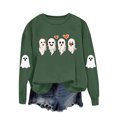 thumbnail image 3 of Meichang Sweatshirts d'Halloween pour Femmes Col Rond Chandails en Molleton Graphique Fantôme Mignon Imprimé Effrayant Manches Longues Vintage Chandail, 3 of 9