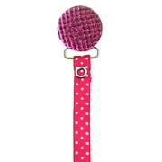 Polka Dot Ribbon Quilted Crystal Pacifier Clip