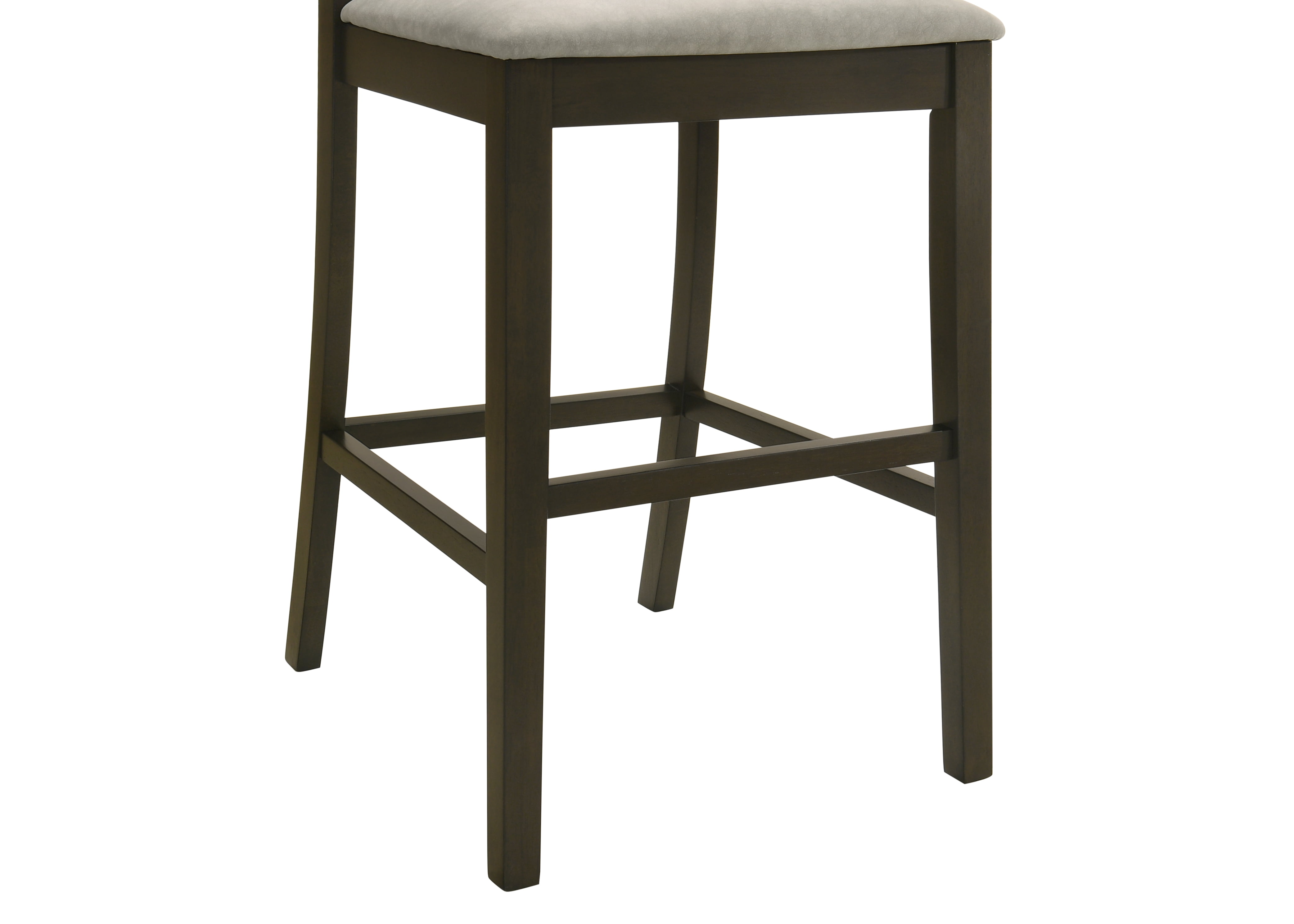 Armen living Nolan 30 in. Dark Roast Bar Height Rubberwood Barstool with Grey Fabric Seat