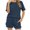 ☪256-Dark Blue, variant on Nuoqisi Two Piece Set for Women Summer Lounge Sets Shorts And Short Sleeve Tops Waffle Matching Travel Spring Outfits
