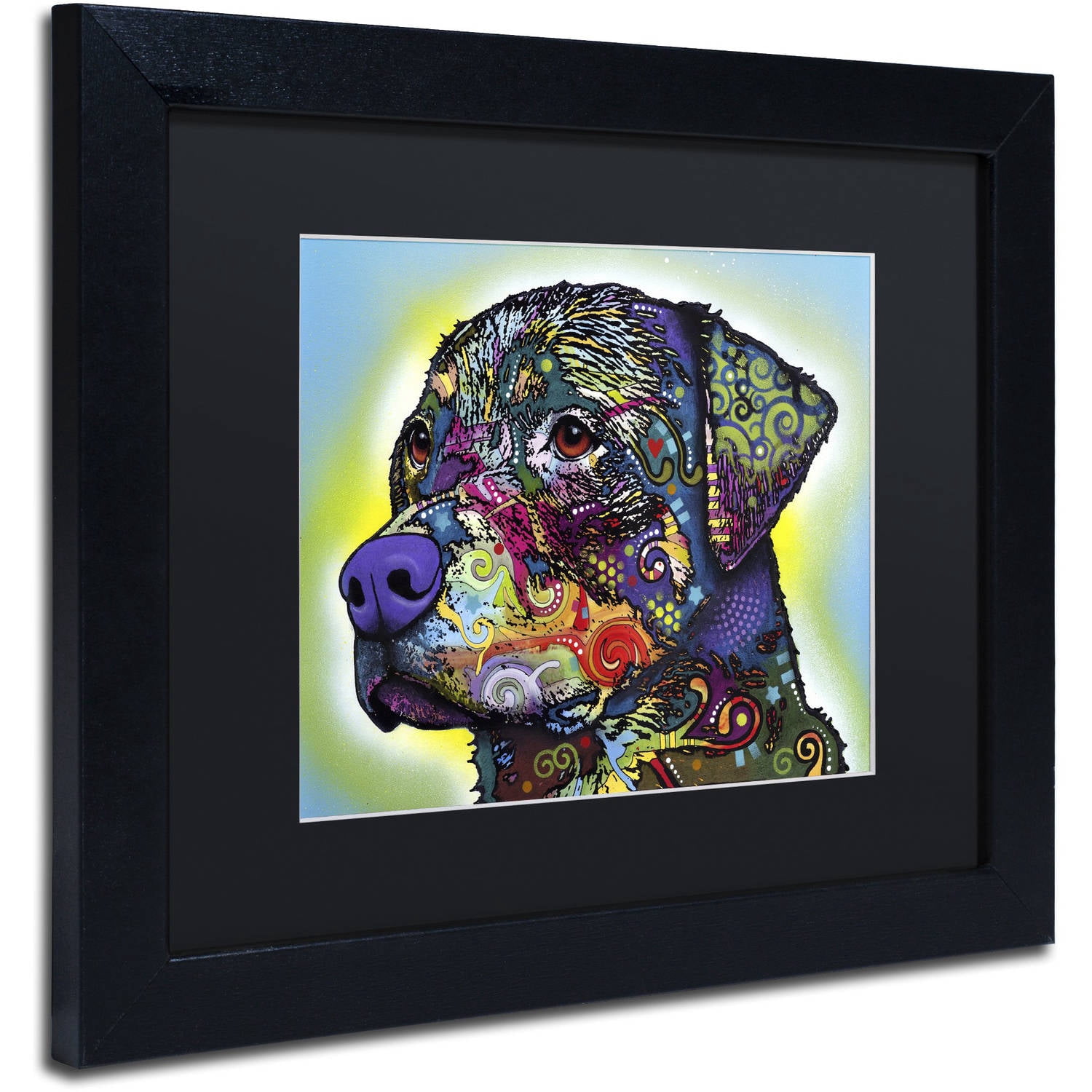 Trademark Fine Art "The Rottweiler" Canvas Art by Dean Russo, Black Matte, Black Frame