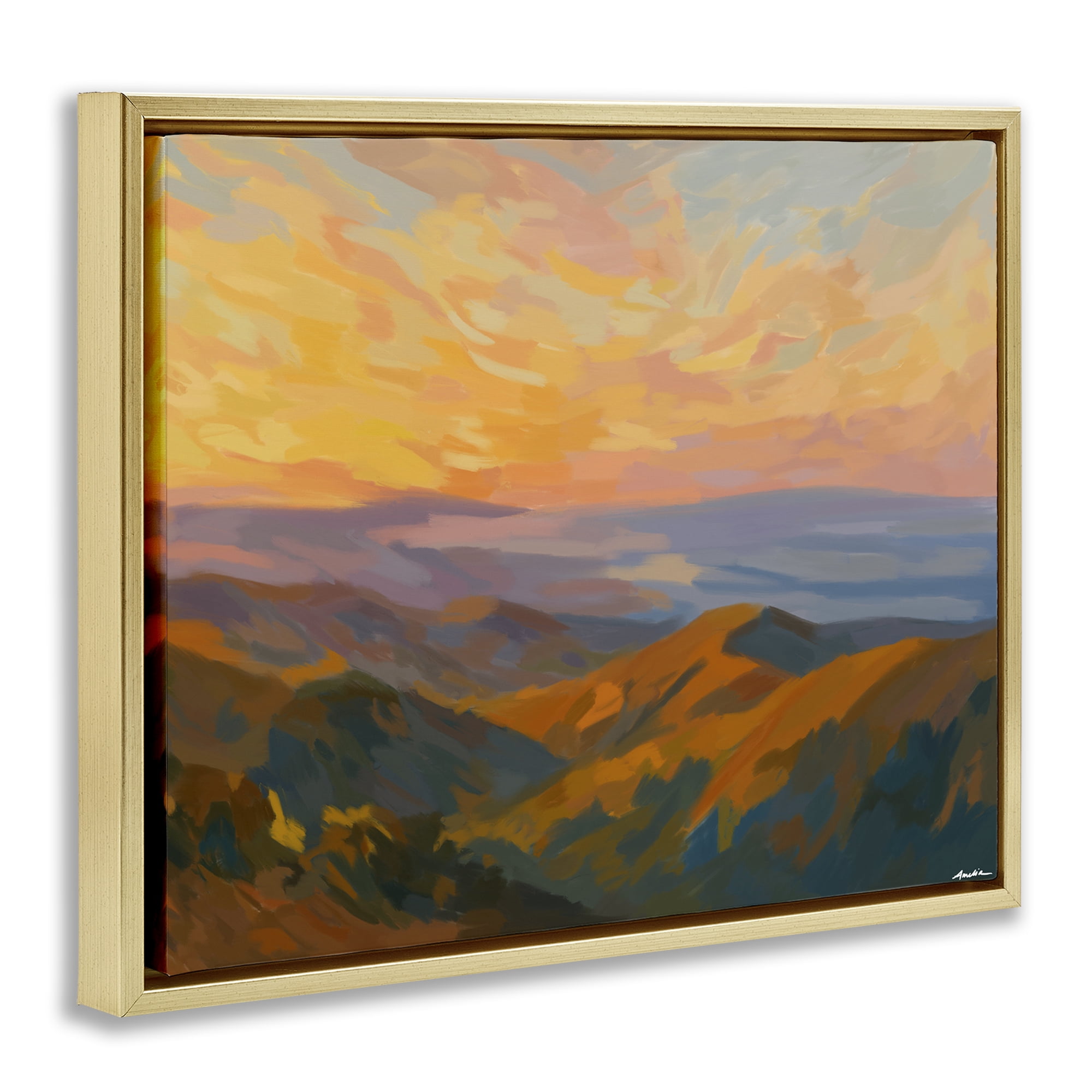 Stupell Industries California Sunset Landscape Gold Framed Floater Canvas Wall Art, design by Amelia Noyes