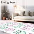 thumbnail image 2 of ODIKA 4'x6' Machine Washable Non-Slip Area Rug, Charming Kitten Faces with Polka Dot Background and Curly Details High Traffic Rug with Pad, Pink, 515366, 2 of 8