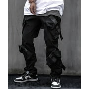 Niepce Inc Black Techwear Slim Fit Men's Cargo Pants With Multi Pockets