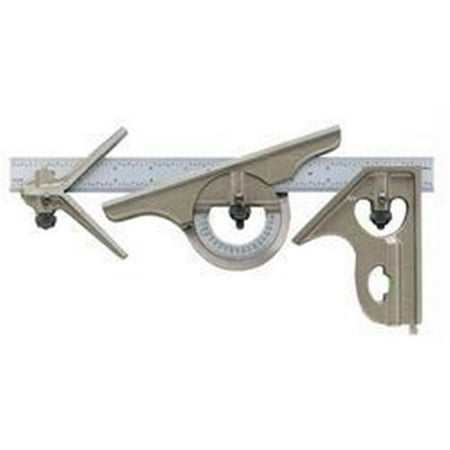 

S281-4r - Combination Set With Hardened Square And Center Heads- Reversible Protractor And Patented Locating Device