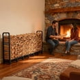 thumbnail image 4 of 8 Ft Metal Firewood Rack, Adjustable Fire Wood Rack with 2 Lock Rings, Indoor Outdoor Log Holder, Heavy Duty Firewood Holder, Holds Up to 660 LB, 4 of 8