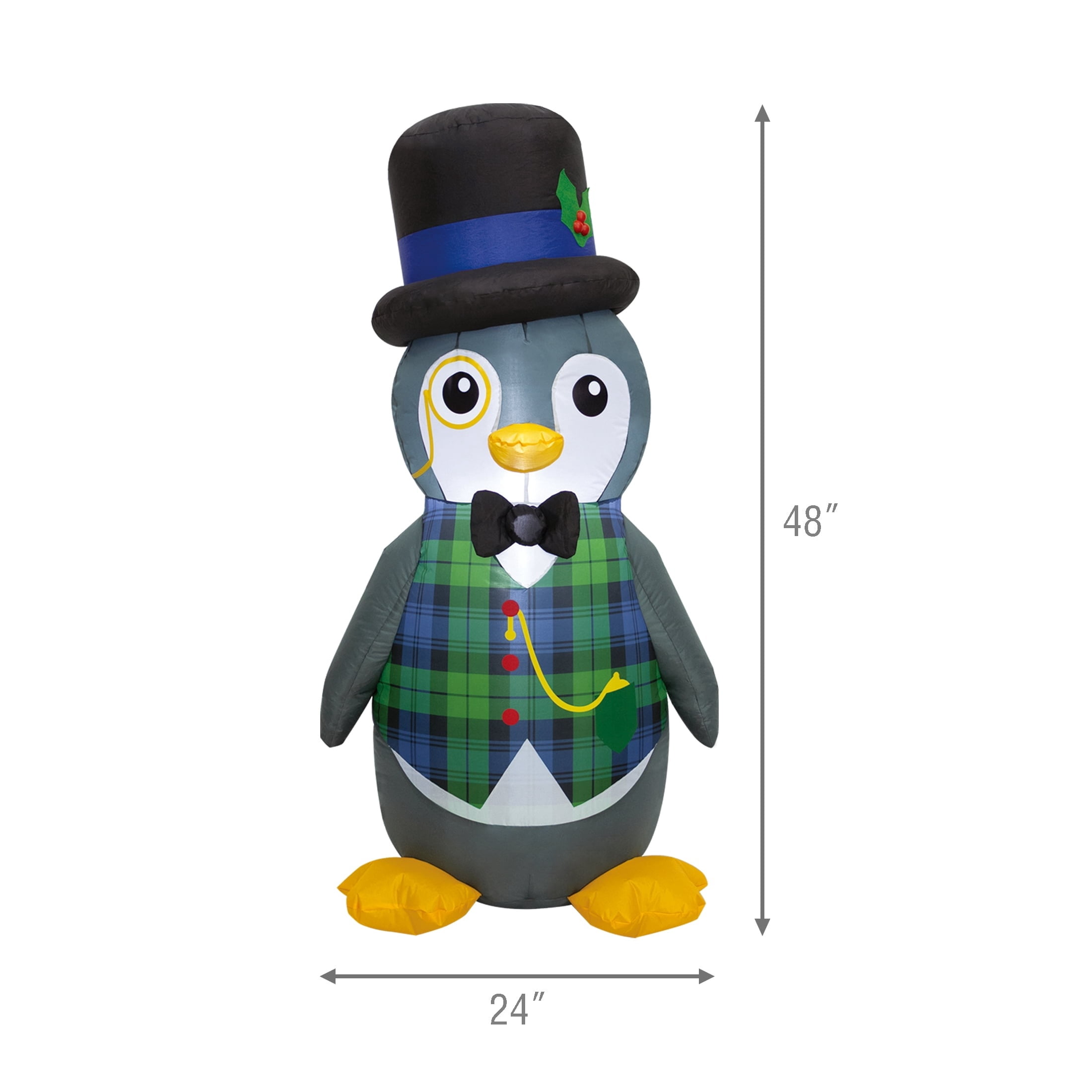 Multicolor Monocle Penguin Christmas Airblown Yard Inflatable, 4', by Holiday Time