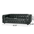 thumbnail image 3 of GDF Studio Marengo Contemporary Tufted 3 Seater Sofa, Midnight Black Faux Leather and Dark Brown, 3 of 7
