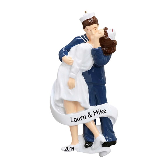 Ornaments by Elves Personalized Sailor Kissing Nurse Ornament Holiday Christmas Decorations 0.25lbs