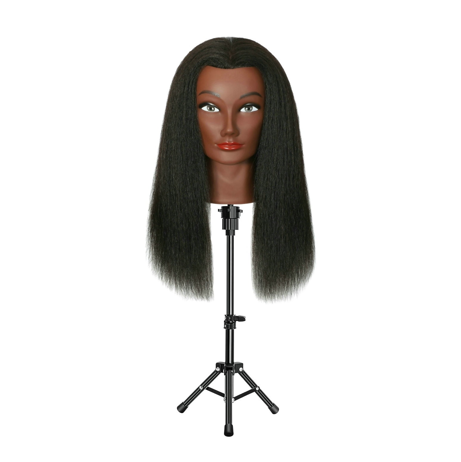 RYHAIR African American Mannequin Head 100% Human Hair for Practice Braiding Styling Cosmetology Barber Training with Stand