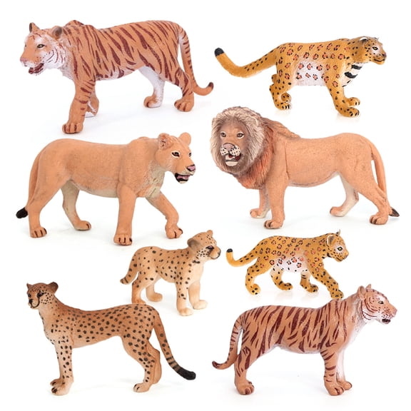 Lion Tiger Cheetah Figures 8PCS Jungle Animal Toys Figurines Decoration Christmas Birthday Gift