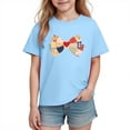 thumbnail image 3 of Piuwrlz Girls Short T-Shirts Kids Graphic Shirts Tops Cotton Pullover Blue Size 9 Years, 3 of 10