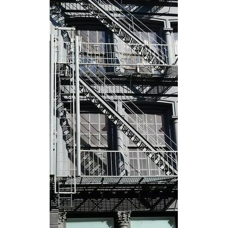Canvas Print Apartment Flat Staircase Facade NYC Stretched Canvas 10 x