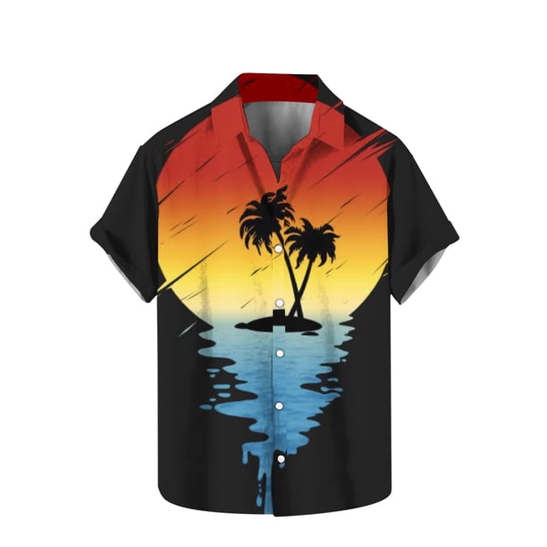 Camisas de Manga Corta para Hombre Impresas Turndown Collar Superior, Estirable Casual de Manga Corta Blusa