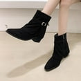 thumbnail image 4 of Busydd Booties for Women Comfortable Zipper Ankle Boots for Women Warm Chunky Heel Winter Boots Round Toe Low Heel Women Shoes 5.5, 4 of 9