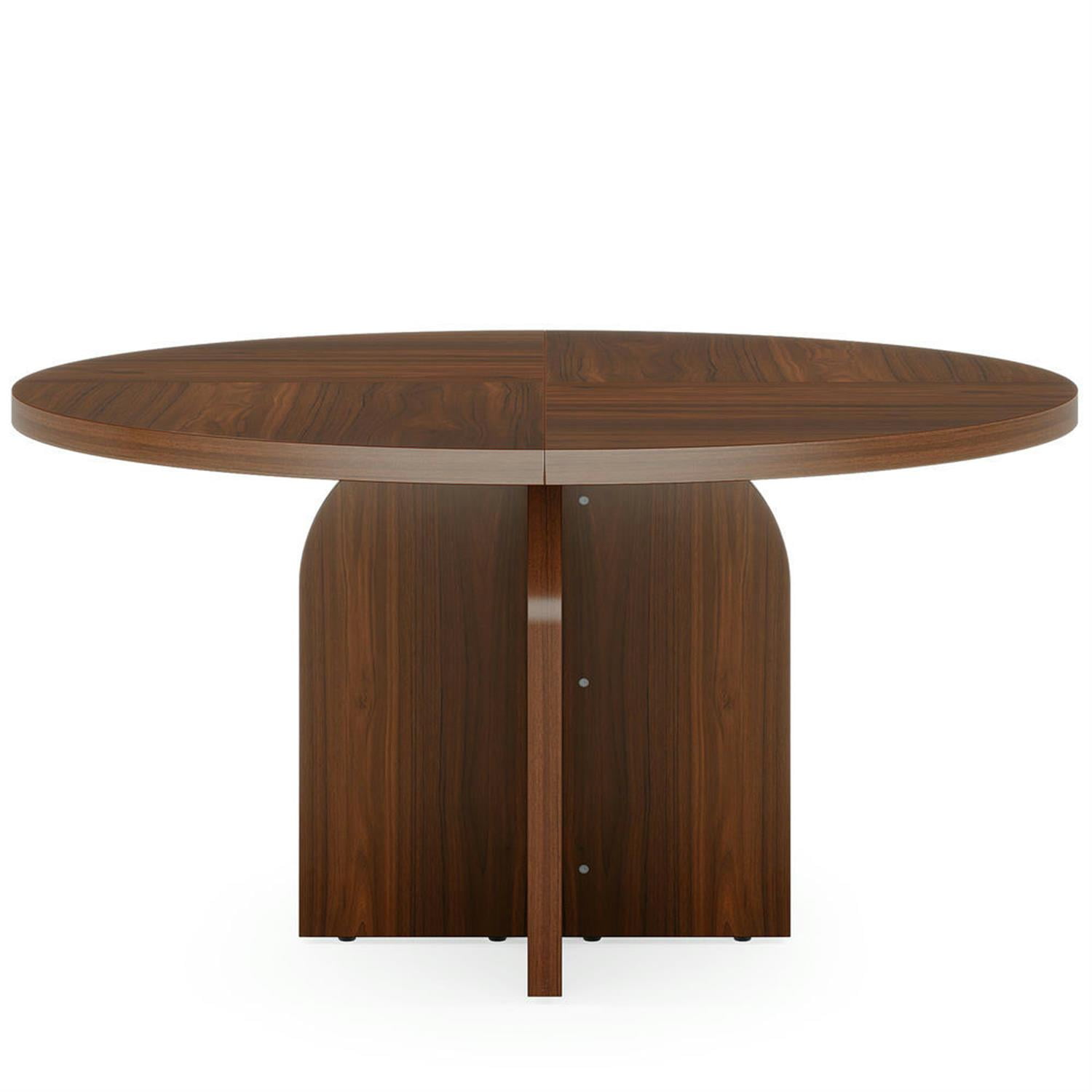 Demi Bonn 47" Modern Round Dining Table for 4 People, Wood Farmhouse Kitchen Dinner Table for Dining Room, Living Room Furniture, Brown