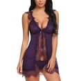 thumbnail image 2 of Deals under 5.00 Lindreshi Lingerie Sets for Women Women Sexy Intimates Lace Stitching Siold V Neck Sexy Intimates Sleepwear, 2 of 4