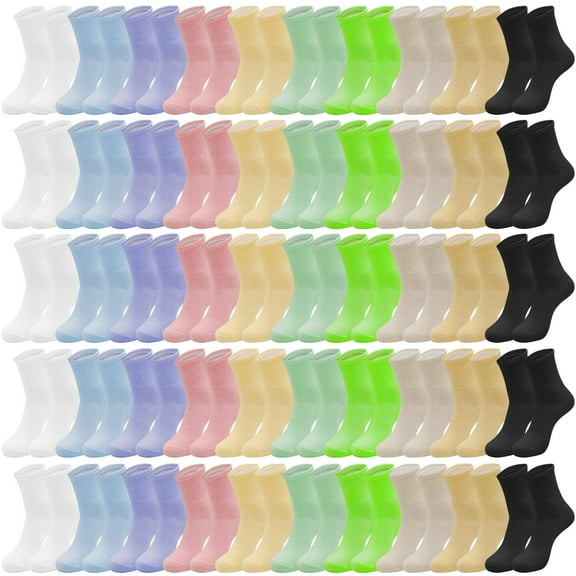 30 Pairs Womens Crew Socks Colorful Lightweight Athletic Casual Long Dress Socks for Women Teens