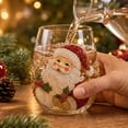 thumbnail image 6 of 6 Pcs Christmas Stemless Wine Glasses Set, Sparkling Rhinestone Beaded Holiday Beverage Tumblers, Santa Tree Snowman Glassware, Festive Xmas Party Drinkware Gift, 6 of 7