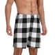 thumbnail image 2 of Balery White And Black Plaid Pantalones cortos de pijama de punto de algodón para hombre con cinturilla y bolsillos-Small, 2 of 6
