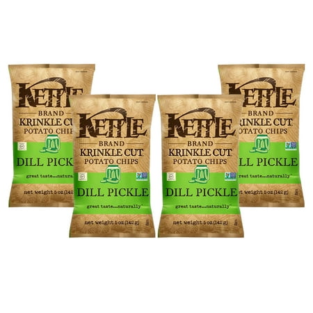 (4 Pack) Krinkle Cut Potato Chips; Dill Pickle