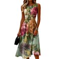 thumbnail image 3 of KLHDSF Dresses For Women Crew Neck Sleeveless Fit And Flare Fashionable Lightweight Elegant Summer Dress Hot Pink XL, 3 of 6