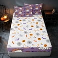 thumbnail image 4 of Homewish Halloween Cowboy Ghost Zipper Twin Comforter Sets with Fitted Sheet and 2 Pillowcases, Floral Boot Maple Leaf Zipper Bedding Set, Dusty Lavender Orange Brown, Pumpkin Bat Reversible, 4 of 7