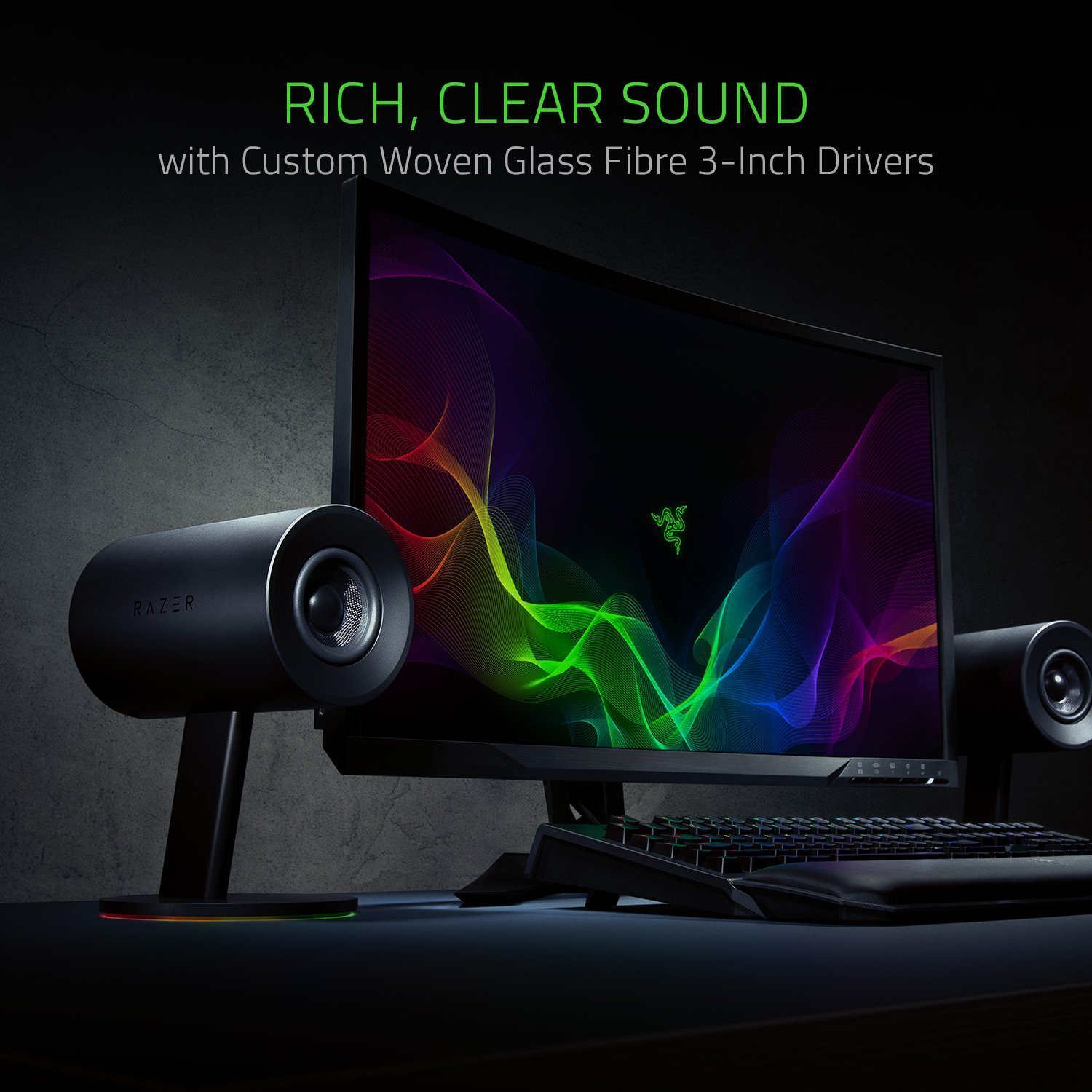 Razer Nommo Chroma Gaming Speakers - Custom Woven 3" Glass Fiber Drivers - image 3 of 6