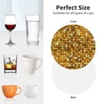 thumbnail image 6 of Pofeuu Bright Shiny Golden Print Coasters for Drinks, 4Pack PU Leather Coasters, Bar Drink Coasters for Tabletop Protection, Furniture from Damage-Round Shape, 6 of 6