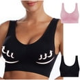 thumbnail image 3 of Cotton Bralettes for Women Seamless Bra Feature V-Neck Padded Bra Style W-1775 Pinks XL, 3 of 8