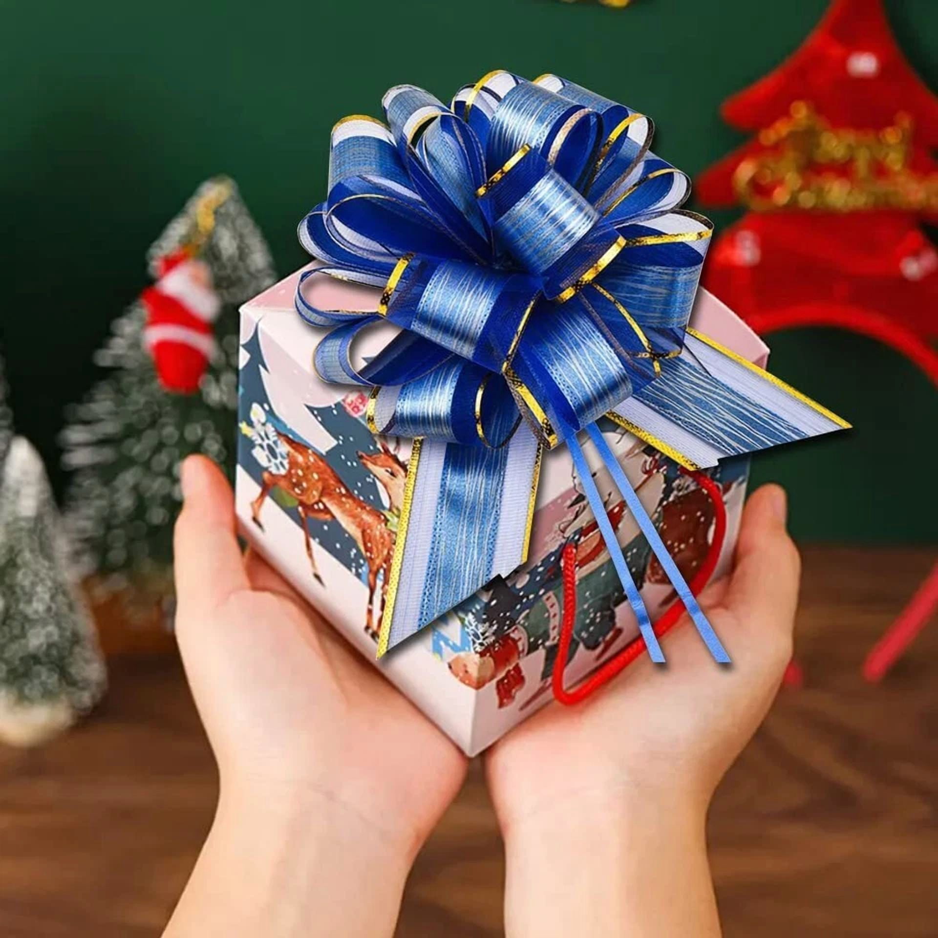 KNACK - 20Pcs Large Pull Bow Gift Wrapping Bows,Wedding Gift Blue Ribbon Bow,Party Decor