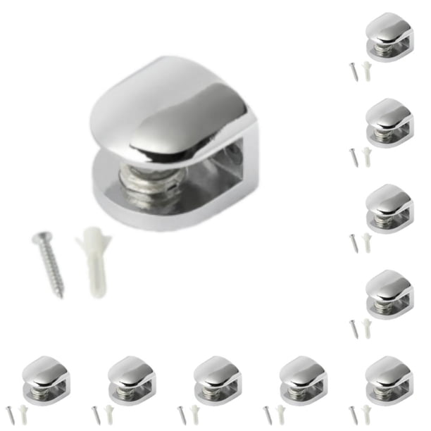 Inteprter Estante de vidrio, reemplazo galvanizado fundido a presión, estilo Simple, ajustable, antioxidante, herrajes de abrazadera a prueba de 6-8 mm 10piezas