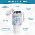 thumbnail image 4 of Butterfly Flowers Hydrangea 40 oz Tumbler with Handle Insulated&nbsp;Travel Mug&nbsp;Lid Straw Leak Proof Steel Vacuum Water Bottles Glasses Fits in Car Cup Holder, 4 of 7