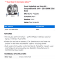 thumbnail image 2 of Front Brake Pad and Rotor Kit - Compatible with 2009 - 2011 BMW 335d Base 2010, 2 of 2