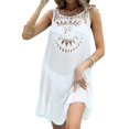 thumbnail image 2 of GEWSEY Womens Bathing Suit Cover Ups Bikini Swimsuit Summer Crochet Hollow Knit Swimsuit Beach Dress Vacation Outfits (White, One Size), 2 of 9