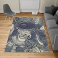 thumbnail image 2 of Abstract Turkish Area Rug, Ocean Inspired Graphic Paisley Pattern Swirled Hand Drawn Art Print, Soft Carpet for Living Room Decor with Distressed Look, 5.2' X 7.6', Quartz Dimgray, by Ambesonne, 2 of 4