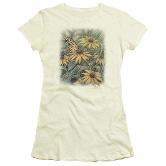 Wildlife Monarch Butterfly S/S Junior Women's T-Shirt Sheer Cream