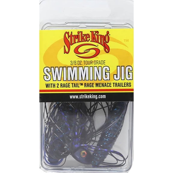 Strike King Tour Grade Swim Jig 3/8 oz Rage Menace Black Blue Swim Jig Lure