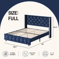 thumbnail image 6 of 4 EVER WINNER Full Bed Frame, Velvet Upholstered Platform Bed Frame with Diamond Tufted Headboard and Wingback, Blue, 6 of 7
