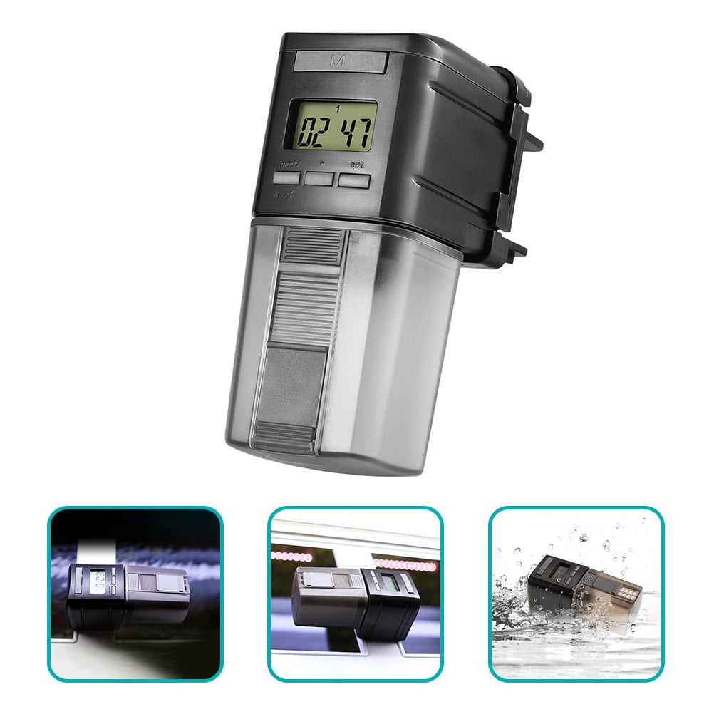 HONMEET Automatic Fish Feeder Black for Fish Tank with Adjustable Feeding Times 1Pc