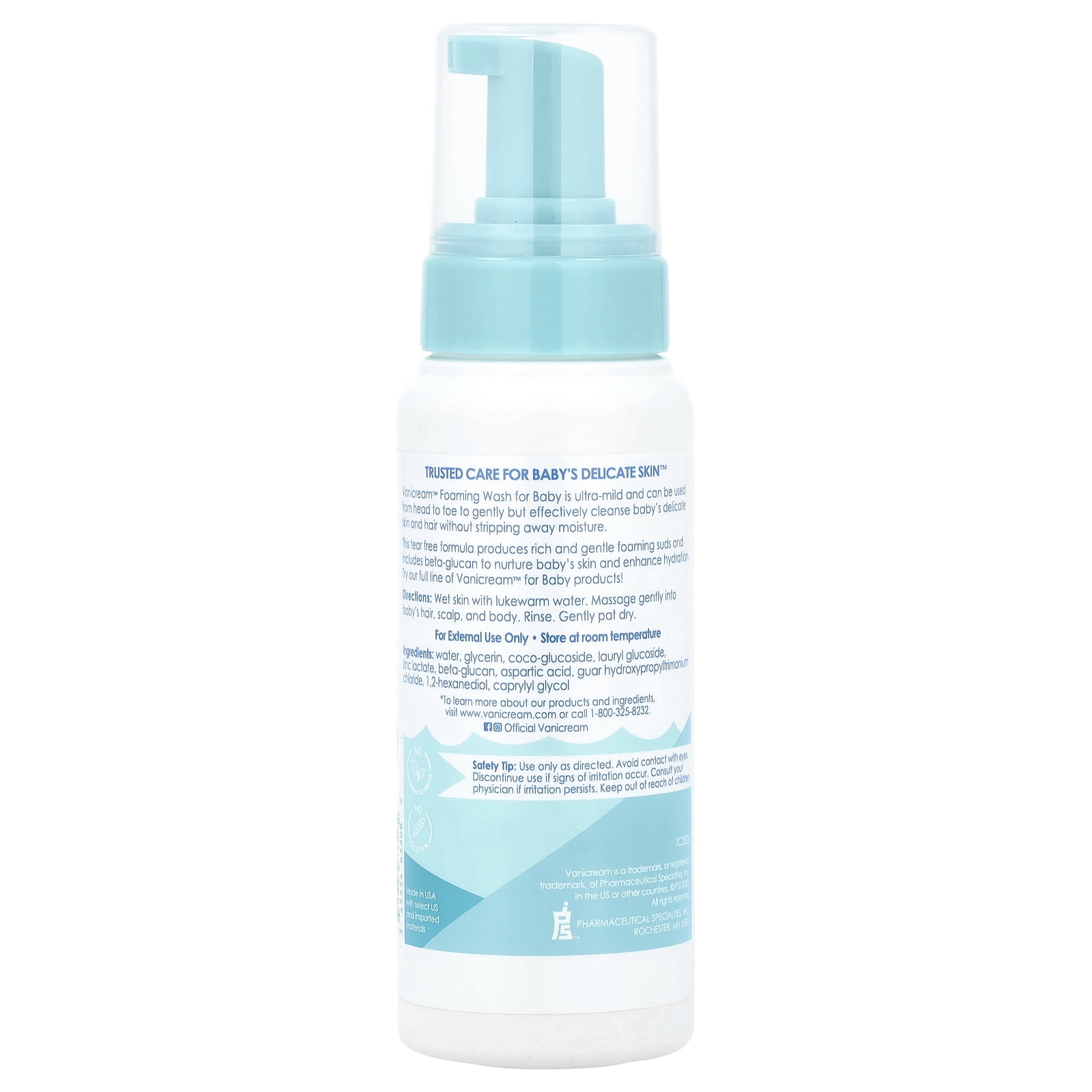 (2 pack) Vanicream Foaming Wash, For Baby, Sensitive Skin, Tear Free, 8 fl oz (237 ml)