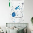 thumbnail image 4 of Fiji Tapestry, Mapping with Names Written Geographical Layout, Wall Hanging for Bedroom Living Room Dorm Decor, 40W X 60L Inches, Sea Blue Jade Green Pale Sky Blue and Dark Grey, by Ambesonne, 4 of 5