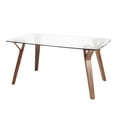 Folia MidCentury Modern Dining Table in Walnut Wood with Clear