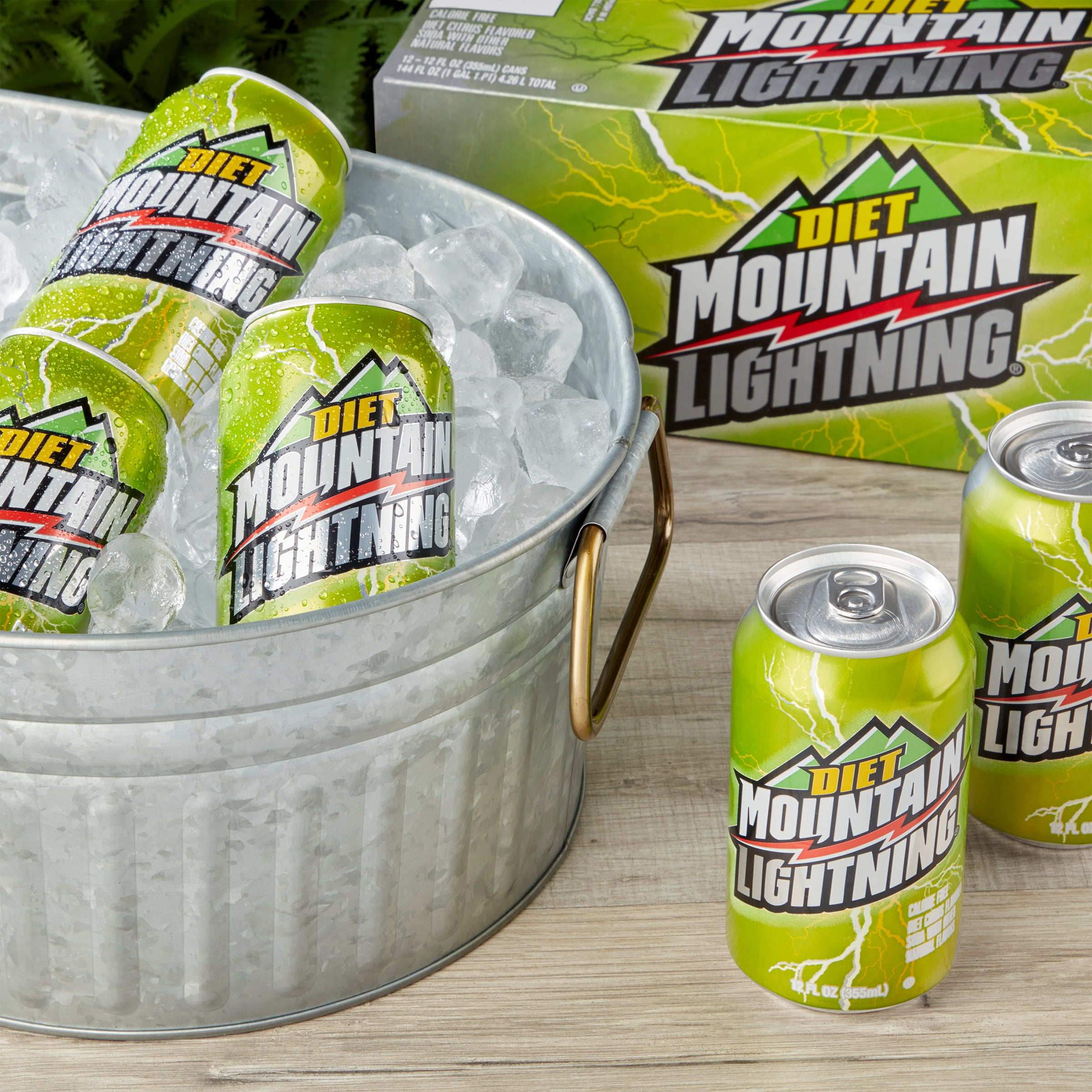 (2 pack) Great Value Diet Mountain Lightning Citrus Flavored Soda Pop, 12 fl oz, 12 Pack Cans