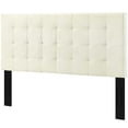 thumbnail image 3 of Contemporary Modern Urban Designer Bedroom King Size Tufted Headboard, Velvet Fabric, Ivory White, 3 of 4