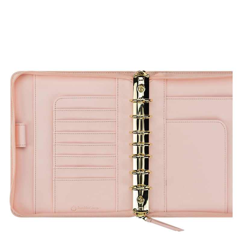 FranklinCovey Classic Holly Simulated Leather Zipper Binder Pink Swiss