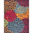 thumbnail image 4 of Oasis Modern Floral Navy and Aqua Polypropylene Indoor Outdoor Area Rug, 7'x9' Rectangle, 4 of 6