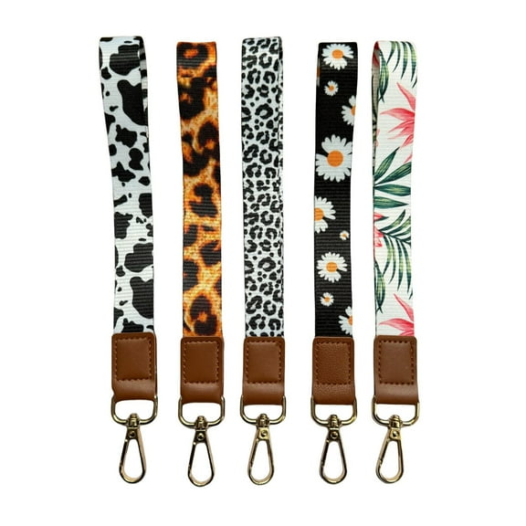 5 Pcs Cute Wrist Lanyard Key Chain Hawaii Style Wristband Strap Keychain Holder Polyester for Women Man Car Keys ID Badges Card Wallet Phone Camera