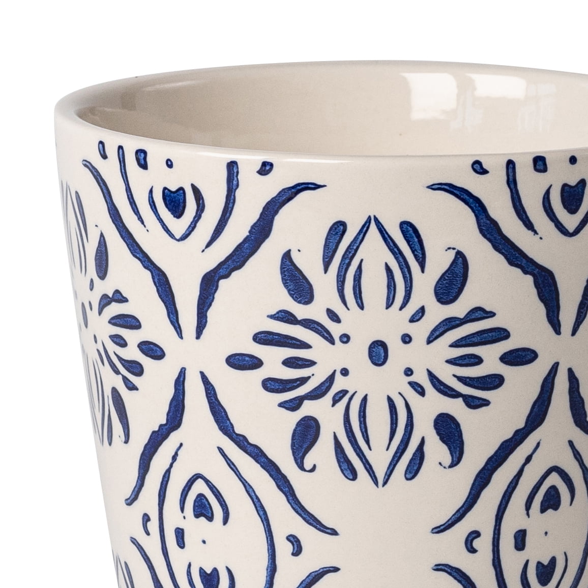 (2 pack) Mainstays 6" x 6" x 5.5" Round Blue Ceramic Medallion Plant Planter