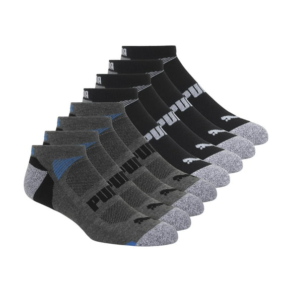 Puma Men's No Show Sock, 8-pair Black pair with Gray Shoe Size 6-12
